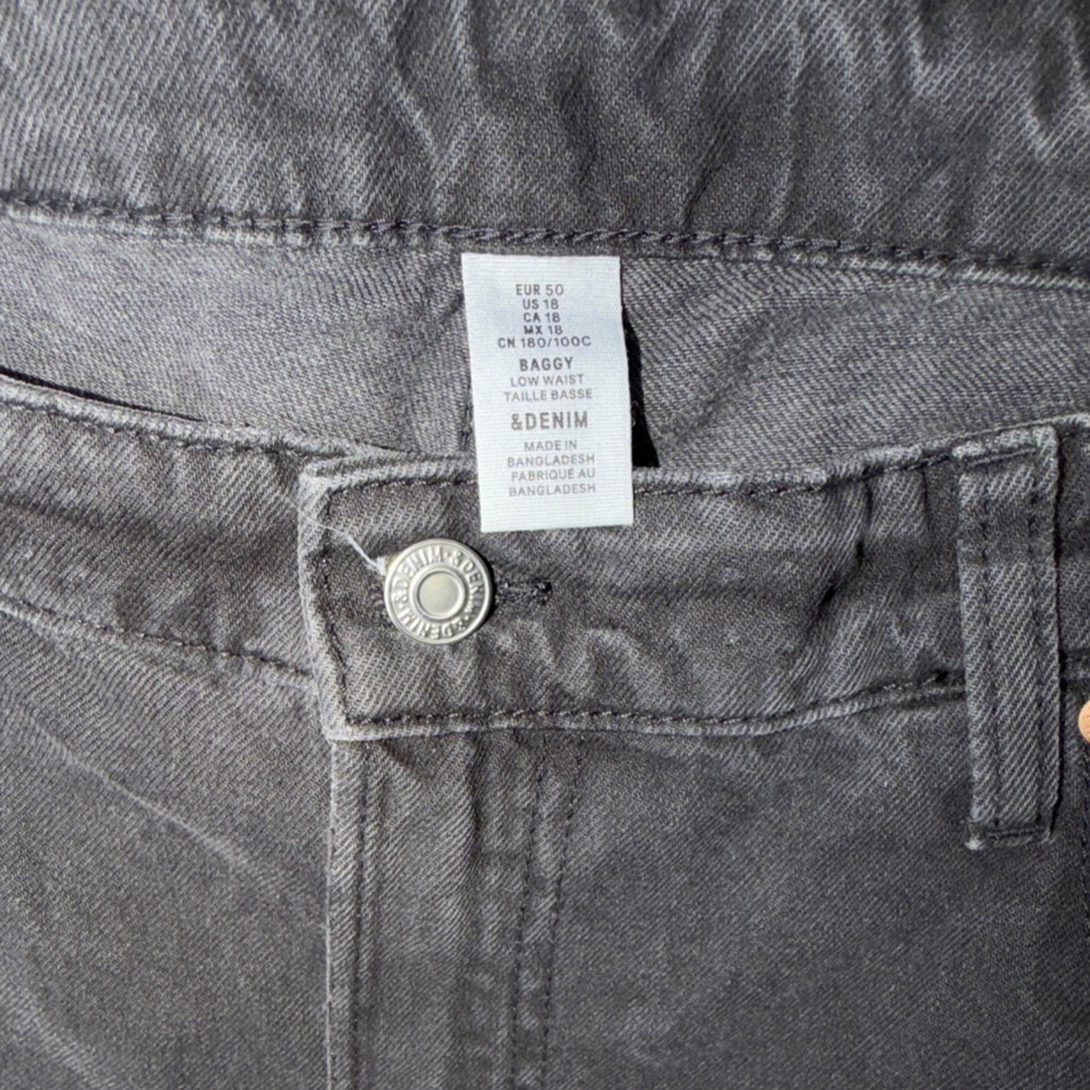 &DENIM Men's Baggy Low Rise Black Light Wash Cotton Denim 5-Pocket Jeans - Picture 2 of 12